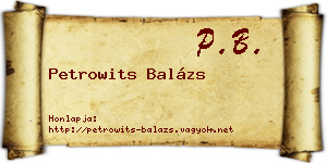 Petrowits Balázs névjegykártya