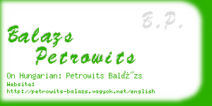 balazs petrowits business card